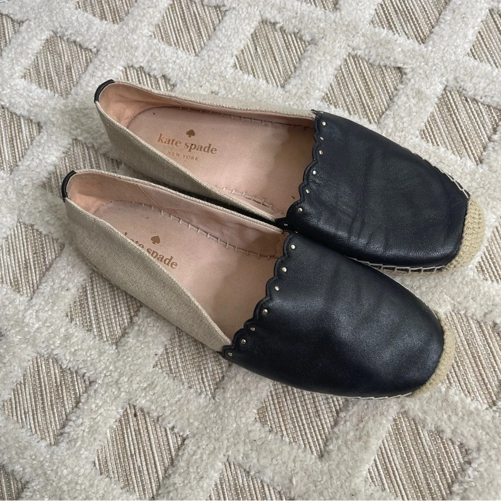 Kate Spade Gardenia Espadrilles Natural/Black Size 9.5